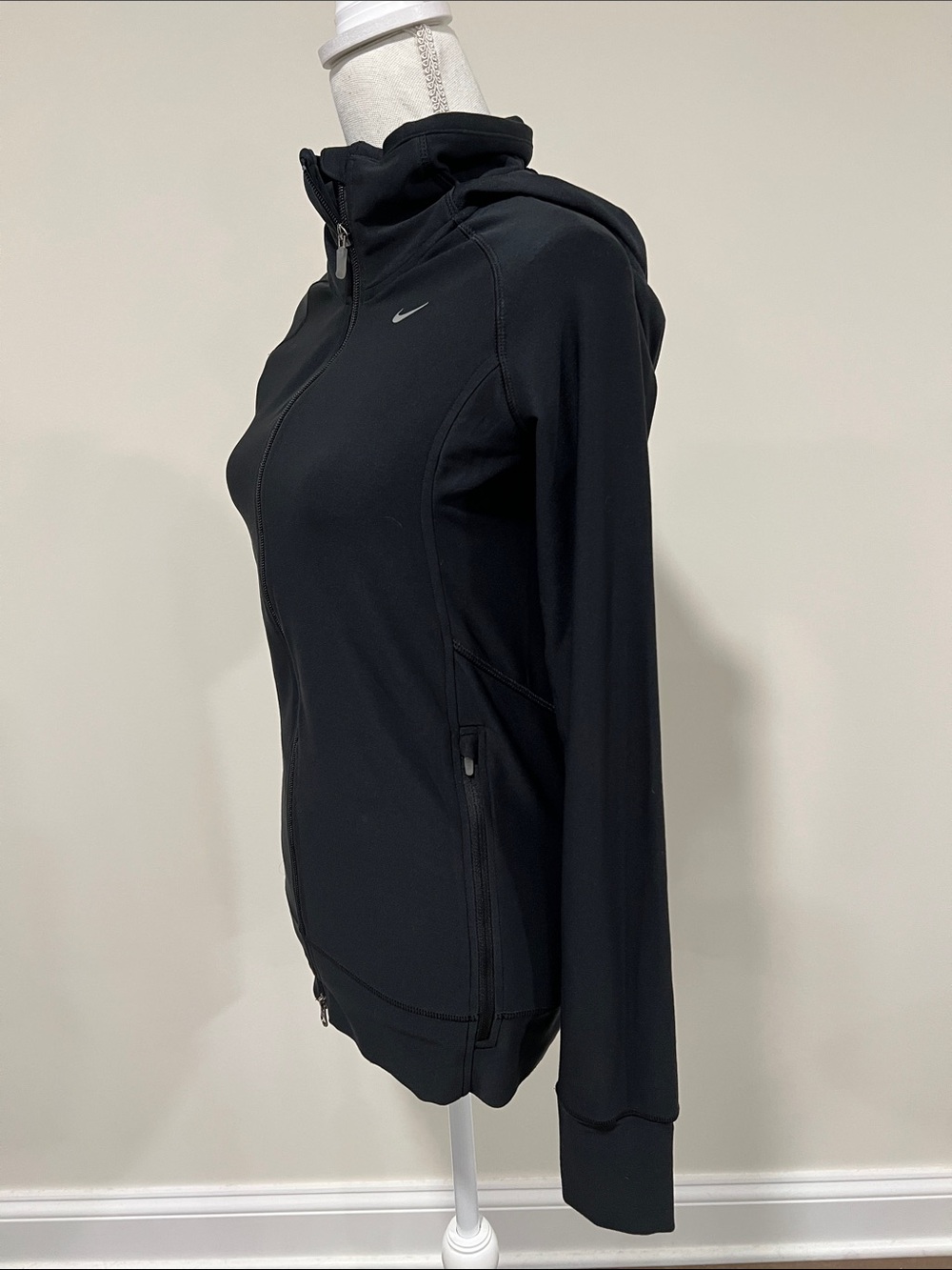 Nike Running Black Full-Zip Dri-Fit Hooded Athletic Jacket Size Small - Picture 2 of 11